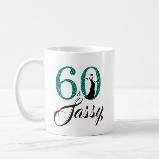60 en Sassy Emerald Green Glitter 60th Birthday Koffiemok (Links)