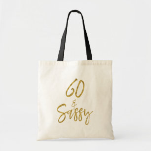 60 en Sassy Gold Foil Verjaardag Canvas tas