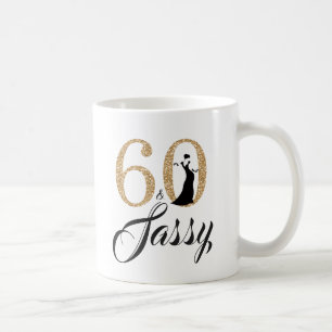 60 en Sassy Gold Glitter 60th Birthday Koffiemok