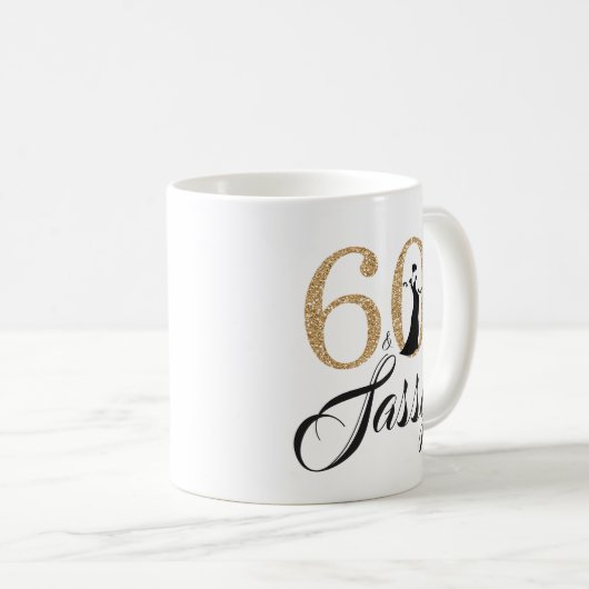 60 en Sassy Goud Glitter 60ste Verjaardag Koffiemok (Voorkant rechts)