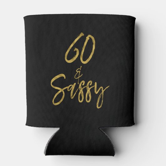 60 en Sassy Goudfolie Verjaardag Koelbox Blikjeskoeler (Achterkant)