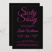60 en Sassy Hot Pink Glitter 60ste verjaardagsfees Kaart (Voorkant / Achterkant)