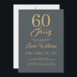 60 en Sassy Off-Black Gold 60th Birthday Party Kaart<br><div class="desc">Het vieren van 60 in stijl met dit moderne 60ste verjaardagsontwerp in glamoureus van zwart en goud, een chic 60ste verjaardagsuitnodiging die je gewoon kunt personaliseren en uitzenden voor je elegante viering van het zestigste verjaardagsfeest. De woorden 60 en sassy zijn in faux goudglitter en reeks gebruikend modern manuscript. Neem...</div>