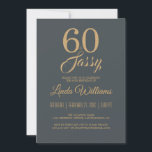 60 en Sassy Off-Black Gold 60th Birthday Party Kaart<br><div class="desc">Het vieren van 60 in stijl met dit moderne 60ste verjaardagsontwerp in glamoureus van zwart en goud, een chic 60ste verjaardagsuitnodiging die je gewoon kunt personaliseren en uitzenden voor je elegante viering van het zestigste verjaardagsfeest. De woorden 60 en sassy zijn in faux goudglitter en reeks gebruikend modern manuscript. Neem...</div>