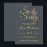 60 en Sassy Off-Black Goud 60ste Verjaardagsfeestj Kaart<br><div class="desc">Vier je 60e verjaardag in stijl met dit moderne ontwerp in glamoureuze off-black en goud, een chic geboorteadres voor je 60ste verjaardag dat je eenvoudig kunt personaliseren en versturen voor je zestigste verjaardagsfeest. De woorden zestig en sassy zijn in namaak goud glitters en zijn geschreven in een modern lettertype. Als...</div>