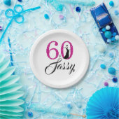 60 en Sassy Pink Glitter verjaardagsfeestje Papieren Bordje (Feest)