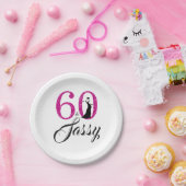 60 en Sassy Pink Glitter verjaardagsfeestje Papieren Bordje (Feest)