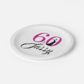 60 en Sassy Pink Glitter verjaardagsfeestje Papieren Bordje (Gekanteld)