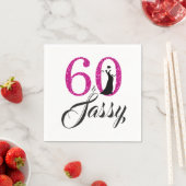 60 en Sassy Pink Glitter verjaardagsfeestje Servetten (Insitu)