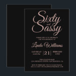 60 en Sassy Roze Glitter 60ste Verjaardagsfeestje Kaart<br><div class="desc">Vier je 60e verjaardag in stijl met dit glamoureuze ontwerp voor een 60e verjaardag in zwarte en roze glitters, een chic uitnodigingskaartje voor je 60e verjaardag dat je eenvoudig kunt personaliseren en versturen voor je feestelijke 60e verjaardag. De woorden zestig en sassy zijn in neproze glitters en zijn geschreven in...</div>