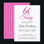 60 en Sassy Roze Glitter 60ste Verjaardagsfeestje Kaart<br><div class="desc">Vier je 60e verjaardag in stijl met dit vrolijke 60e verjaardagsontwerp met nep roze glitters, een stijlvolle uitnodiging voor je 60e verjaardag die je eenvoudig kunt personaliseren en versturen voor je 60e verjaardagsfeest. De woorden 60 en sassy zijn in nep roze glitters en zijn vormgegeven met moderne typografie. De achterkant...</div>