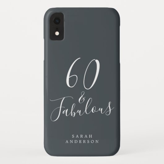 60 en Sassy Script Zwart Wit 60ste Verjaardag Case-Mate iPhone Case (Achterkant)