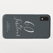 60 en Sassy Script Zwart Wit 60ste Verjaardag Case-Mate iPhone Case (Achterkant (horizontaal))