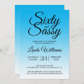 60 en Sassy Sky Blue Ombre 60th Birthday Kaart (Voorkant / Achterkant)