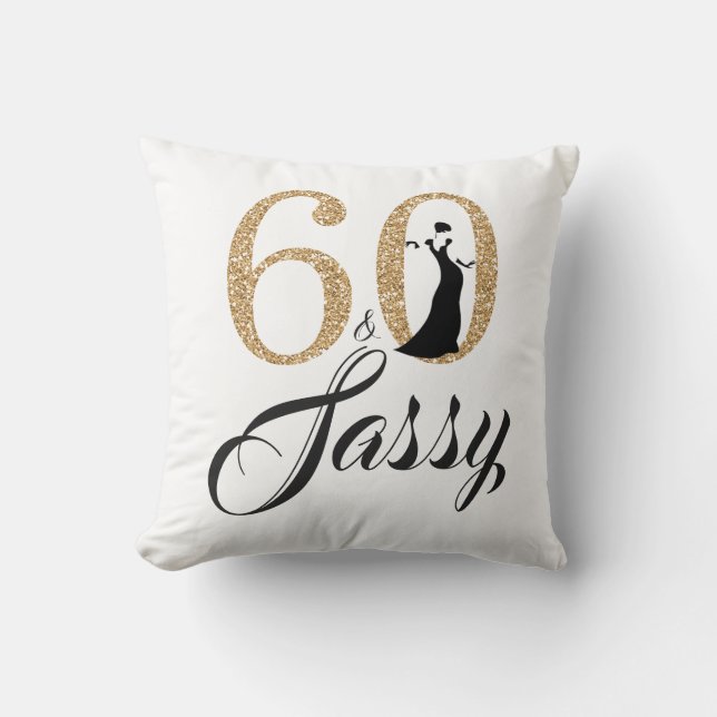 60 en Sassy | Typografie 60th Birthday Gift Kussen (Voorkant)