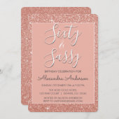 60 en Sassy Verjaardag Roos Goud Blush Roze Glitte Kaart (Voorkant / Achterkant)