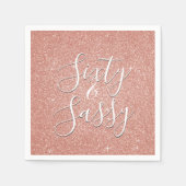 60 en Sassy Verjaardag Roos Goud Blush Roze Glitte Servetten (Voorkant)