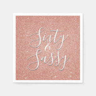 60 en Sassy Verjaardag Roos Goud Blush Roze Glitte Servetten