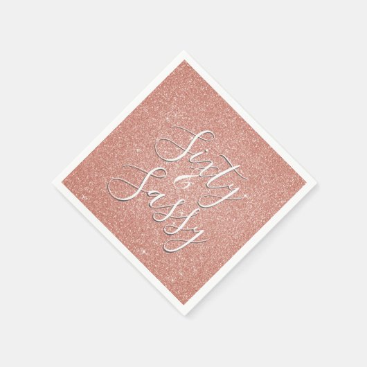 60 en Sassy Verjaardag Roos Goud Blush Roze Glitte Servetten (Hoek)