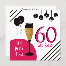 60 en Sassy Verjaardagsfeest Champagnefluit Kaart
