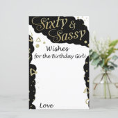 60 en Sassy wensen voor het verjaardagsmeisje (Staand voorkant)