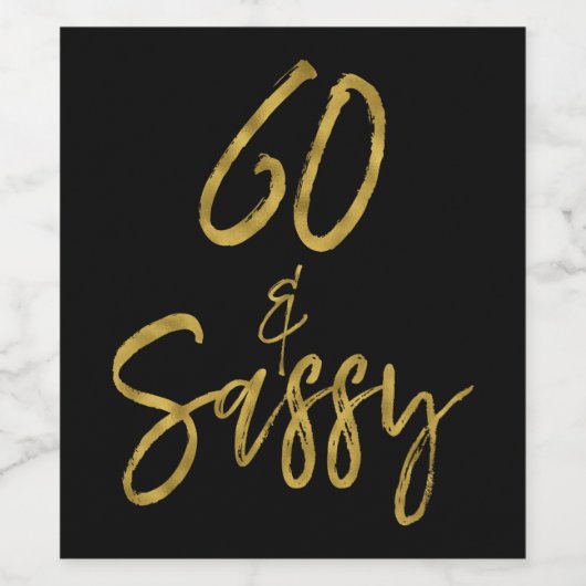 60 en Sassy wijnetiket voor verjaardag Wijn Etiket (Enkel label)