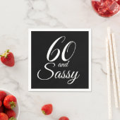 60 en Sassy zwart-wit verjaardagsfeestje Servet (Insitu)