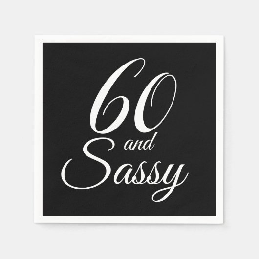 60 en Sassy zwart-wit verjaardagsfeestje Servet (Voorkant)