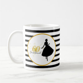 60 en SENSATIONAL 60th Birthday Black/White Stripe Koffiemok