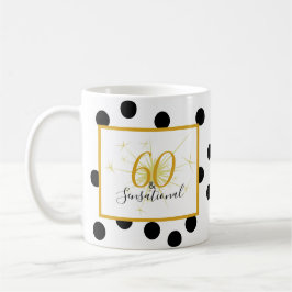 60 en SENSATIONAL 60th Birthday Polka Dots Gift Mo Koffiemok