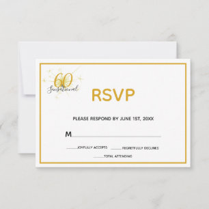 60- en SENSATIONAL 60th Birthday RSVP-kaart RSVP Kaartje