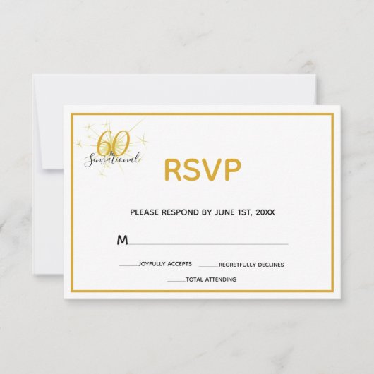 60- en SENSATIONAL 60th Birthday RSVP-kaart RSVP Kaartje (Voorkant)