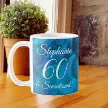 60 en Sensational Elegant Ocean Blue Birthday