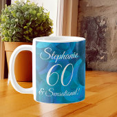 60 en Sensational Elegant Ocean Blue Birthday Koffiemok