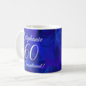 60 en Sensational Elegant Royal Blue Birthday Koffiemok (Voorkant links)