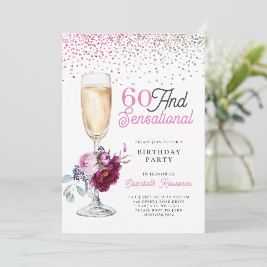 60 en sensationeel verjaardagsfeest kaart (Staand voorkant)