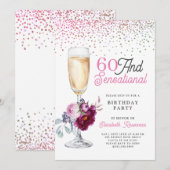 60 en sensationeel verjaardagsfeest kaart (Voorkant / Achterkant)