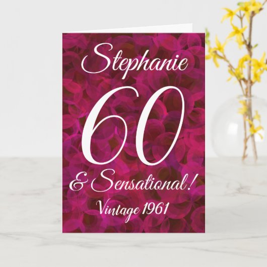 60 en sensationele Red Rose Verjaardag Kaart (Gele Bloem)