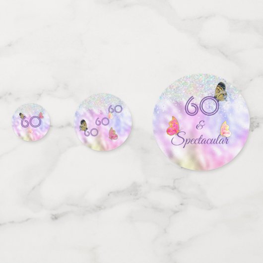 60 en spectaculaire glitter Birthday Confetti (Voorkanten)