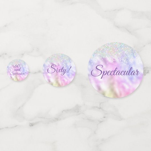 60 en spectaculaire glitter Birthday Confetti (Achterkanten)