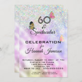 60 en Spectaculaire Glitterende Vlinders Feest Kaart (Voorkant / Achterkant)
