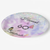 60 en Spectaculaire Glittervlinders Verjaardag Papieren Bordje (Gekanteld)