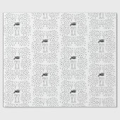 60 en sprankelende hand getekend zwart en wit cadeaupapier (Vlak)