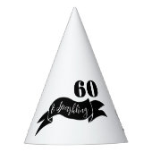 60 en sprankelende hand getekend zwart en wit feesthoedjes (Voorkant)