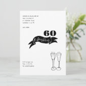 60 en sprankelende hand getekend zwart en wit kaart (Staand voorkant)