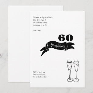 60 en sprankelende hand getekend zwart en wit kaart