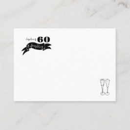 60 en sprankelende hand getekend zwart en wit plaatskaartje