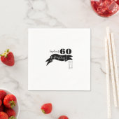 60 en sprankelende hand getekend zwart en wit servet (Insitu)