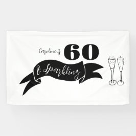 60 en sprankelende hand getekend zwart en wit spandoek