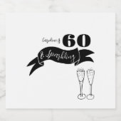 60 en sprankelende hand getekend zwart en wit sparkling wijnetiket (Enkel label)